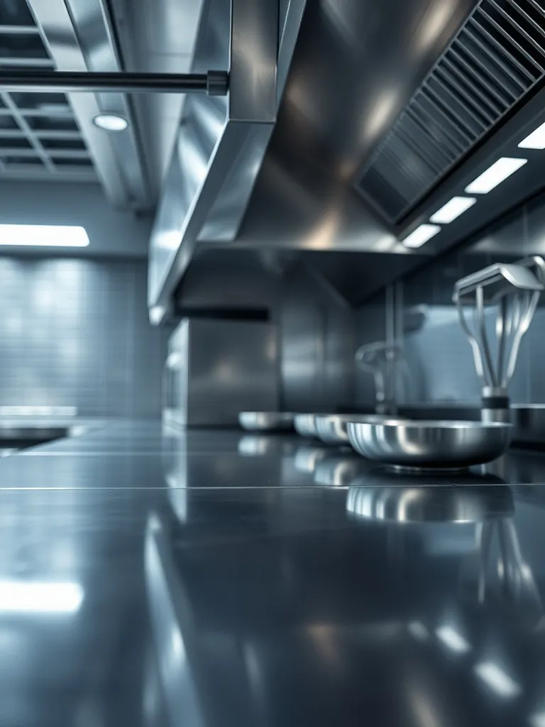 Professional industrial kitchen stainless steel surfaces ref